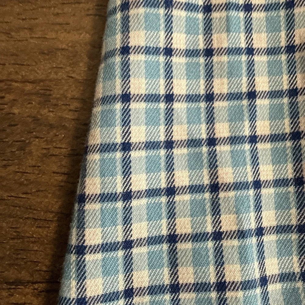 Peter Millar Blue Check Gingham Button Down Long Sleeve Plaid Shirt Mens XL